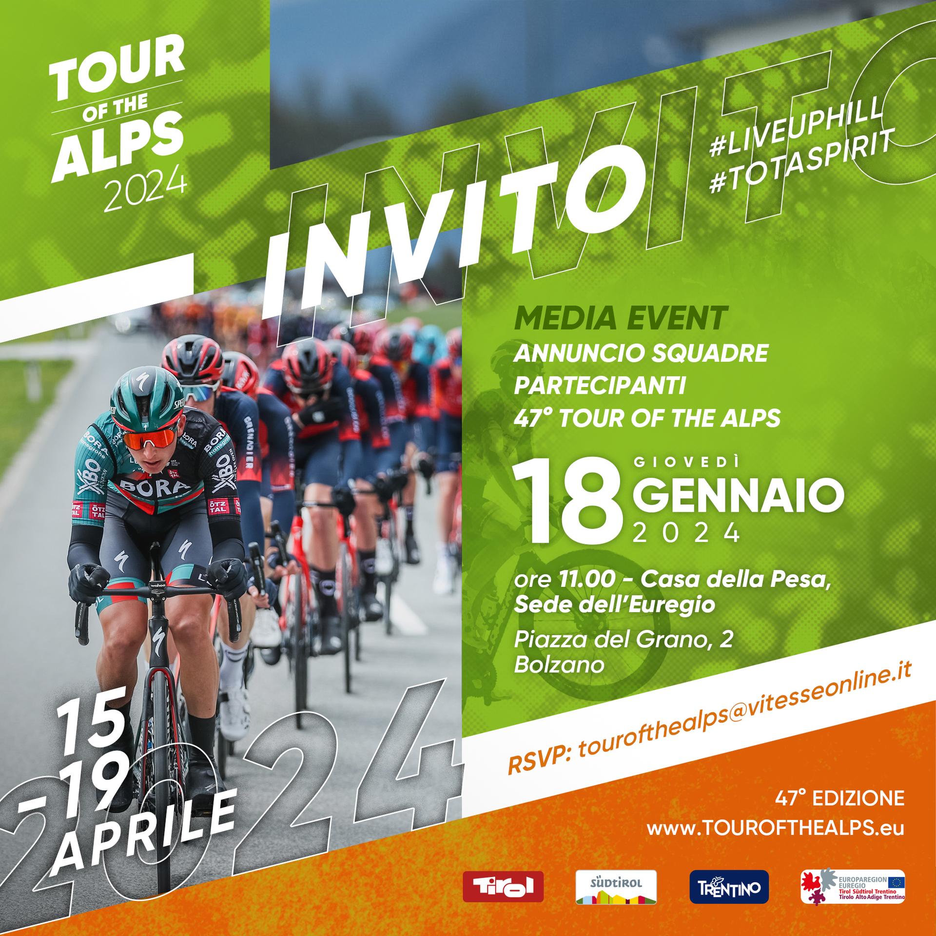 L'invito all'annuncio delle squadre partecipanti all'edizione 2024 del Tour of the Alps (Foto: Vitesse) 