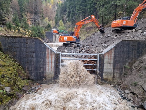 Zum wiederholten Mal hat die Wildbachverbauung der Zone der Nord in dieser Woche das angeschwemmte Wildholz im Puflerbach in Kastelruth ausgeräumt, um die Verklausungen zu beheben und die Sicherheit wieder herzustellen. (Foto: LPA/Landesamt für Wildbach- und Lawinenverbauung Nord)