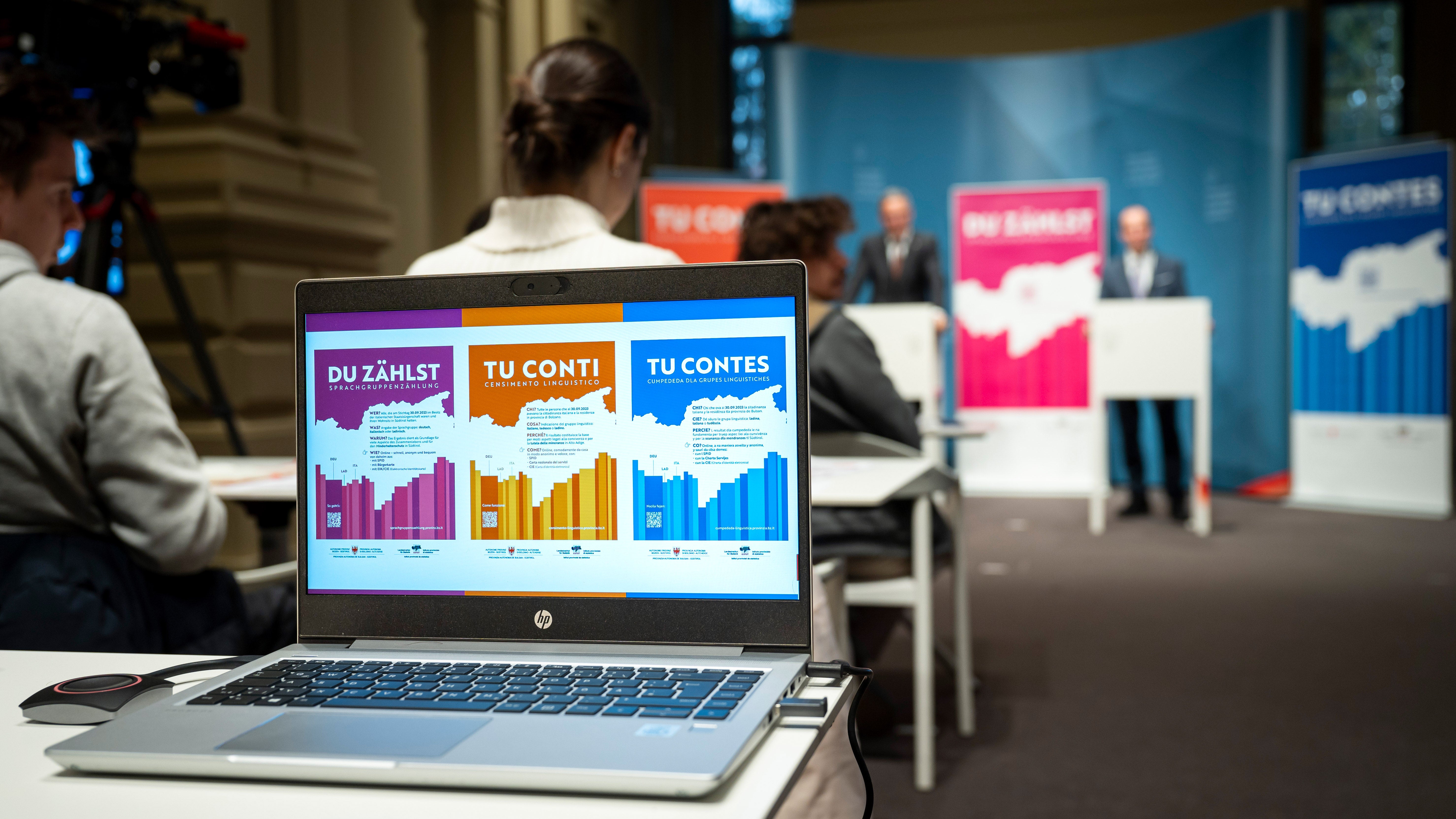 Al resultat dla cumpededa dla grupes de rujeneda 2024 pòssun ti dì de vester stabil, ajache la uszilazion ie sot a un percënt, da coche à dit l diretëur ASTAT Timon Gärtner pra la cunferënza stampa cun l presidënt dla Jonta provinziela Arno Kompatscher. (Foto: USP/Fabio Brucculeri)