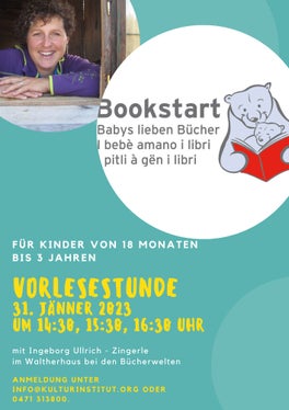 Im Rahmen der Bücherwelten 2023 findet am 31. Jänner einer Vorlesestunde und am 2. Februar der Vortrag Vorlesen ist doch was für Babys von Sven Nickel für interessierte Eltern statt. 