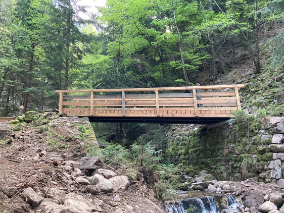 Eine der neu errichteten Brücken am Wanderweg von Branzoll nach Aldein (Foto: LPA/Landesforstinspektorat Bozen I)