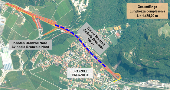 Il progetto della circonvallazione di Bronzolo (Foto: Ripartizione Infrastrutture)