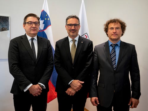 Da sinistra il console generale della Repubblica di Slovenia Gregor Šuc, il presidente della Provincia autonoma di Bolzano Arno Kompatscher e il console Peter Golob. (Foto: USP/Fabio Brucculeri)