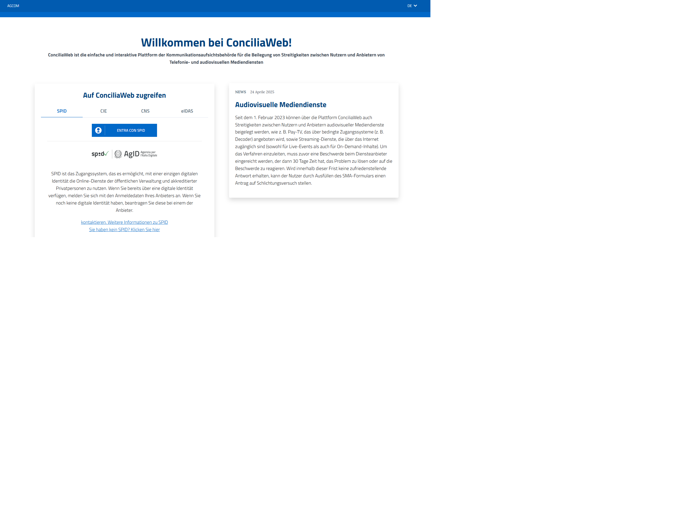 Das Online-Portal ConciliaWeb der Kommunikationsaufsichtsbehörde AGCOM ist seit kurzem auch auf Deutsch verfügbar. ConciliaWeb bietet eine einfache und interaktive Möglichkeit, Streitigkeiten zwischen Nutzerinnen und Nutzern und Anbietern von Telefonie- und audiovisuellen Mediendiensten beizulegen. (Foto: LPA)