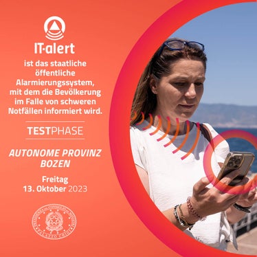 Am internationalen Tag der Katastrophenvorbeugung, dem 13. Oktober, um 12 Uhr erfolgt erstmals der Test des neuen gesamtstaatlichen Alarmierungssystems IT-alert. (Grafik: Dipartimento Protezione Civile/LPA)