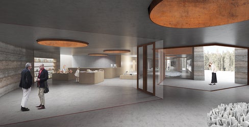 Blick in das künftige Innere des Besucherzentrums Geoparc Bletterbach: Am 29. August wird sich Landesrätin Hochgruber Kuenzer über den Stand des Projekts informieren. (Foto: LPA/Landesamt für Hochbau West)