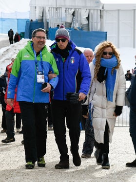 Kompatscher con il presidente del Coni e del Comitato organizzatore di Milano Cortina 2026 Giovanni Malagò (Foto: Comitato Coppa del Mondo Biathlon Anterselva)