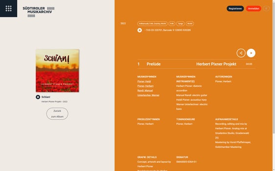 Trackview des Südtiroler Musikarchivs