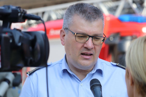 Il comandante del Corpo permanente dei vigili del fuoco professionisti,   Florian Alber (Foto: ASP/Maja Clara)