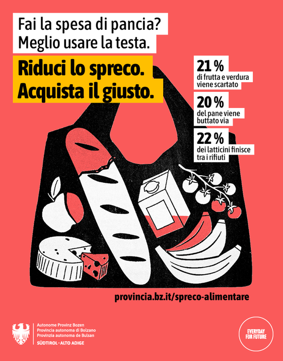La campagna promossa dalla Provincia fornisce informazioni e consigli su come ridurre lo spreco alimentare. Presentazione il 28 settembre a Bolzano con l’assessora provinciale alla Coesione sociale Rosmarie Pamer. (Foto: USP)