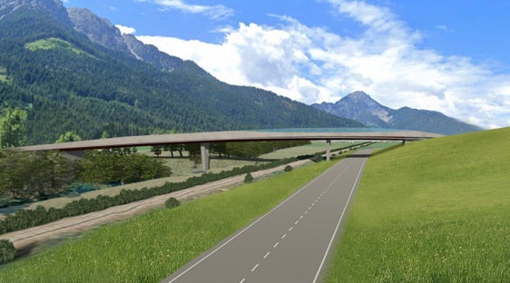 Il rendering del progetto di regolamentazione dell'incrocio della strada statale della Val Pusteria SS 49 con SS 52 per Sesto e eliminazione del passaggio a livello (Fonte: Dipartimento Infrastrutture e Mobilità)
