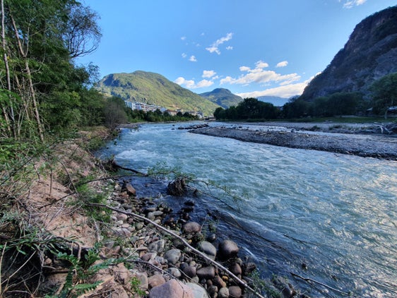 Der Auwald unterhalb der Mündung der Talfer in den Eisack (im Bild) droht abgetragen zu werden. Nun startet das Landesamt für Wildbach- und Lawinenverbauung Süd mit Arbeiten, um die Hochwassersicherheit zu erhöhen und die naturnahe Flusslandschaft zu fördern. (Foto: LPA/Landesamt für Wildbach- und Lawinenverbauung Süd)