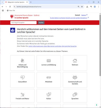 Die Landesverwaltung informiert über wichtige Themen seit 2020 auch in Leichter Sprache. Diese richtet sich an Menschen mit Lernschwierigkeiten und ist auch für alle, deren Muttersprache nicht Deutsch ist, leichter verständlich. (Screenshot: LPA) 