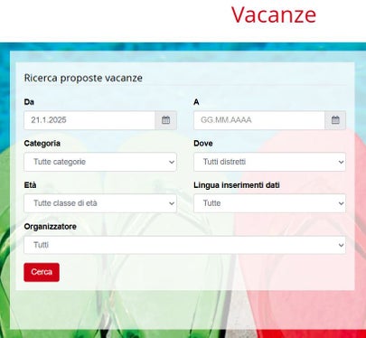 Schermata della banca dati per la ricerca eventi (Foto: Ufficio Servizio giovani Ripartizione Cultura tedesca)

