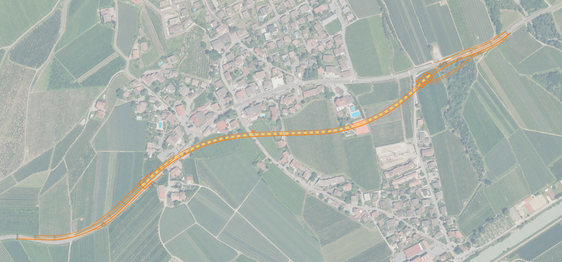 Auf dieser Strecke verläuft die neue Umfahrung von Rabland. (Foto: LPA/Ressort Infrastrukturen und Mobilität)