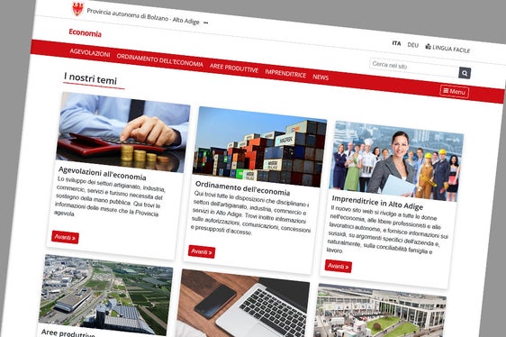 Il portale provinciale sull'Economia  è stato creato con un nuovo sistema di gestione dei contenuti che facilita la navigazione (Foto: ASP)