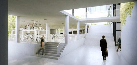 Il nuovo Centro mobilità di Merano disporrà di circa 1.000 posti bici coperti con accesso diretto alle banchine dei treni e degli autobus. (Rendering: Dipartimento Infrastrutture e Mobilità)