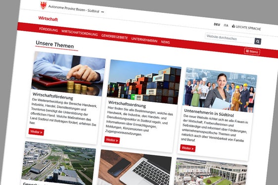 Unter der Adresse "wirtschaft.provinz.bz.it" sind nun alle Informationen und Dienste der Landesverwaltung im Bereich Wirtschaft gesammelt sowie neu und zugänglich dargestellt. (Foto: Siag/Helmut Gasser)