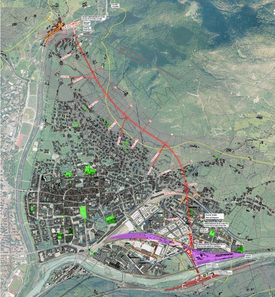 Eine mögliche Trasse für den Tunnel unter dem Hörtenberg wurde bereits auf der Basis von Verkehrssimulationen und anderen Überlegungen ausfindig gemacht. Weitere werden überprüft. (Foto: Landesamt für Straßenbau Mitte Süd)