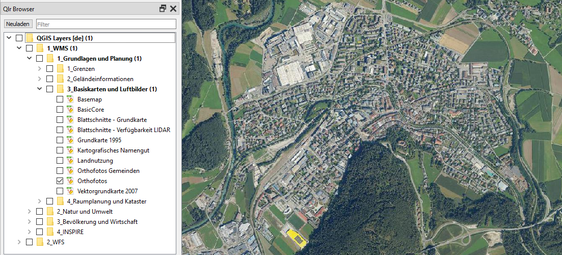 Das aktuellste für das gesamte Landesgebiet verfügbare Orthofoto von 2023 wird im QLR-Browser verwendet. (Foto: Landesamt für Landesplanung und Kartografie)