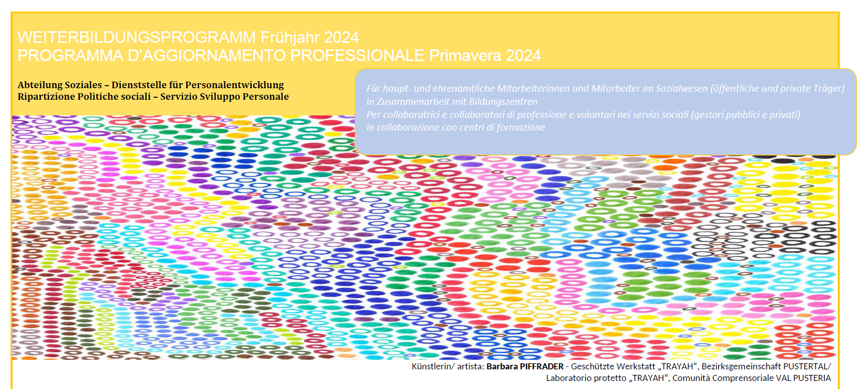 Resilienza, comunicazione e cura. Pubblicato il programma di aggiornamento primavera 2024 rivolto alle professioni sociali (Foto: ASP/Ripartizione Politiche sociali)