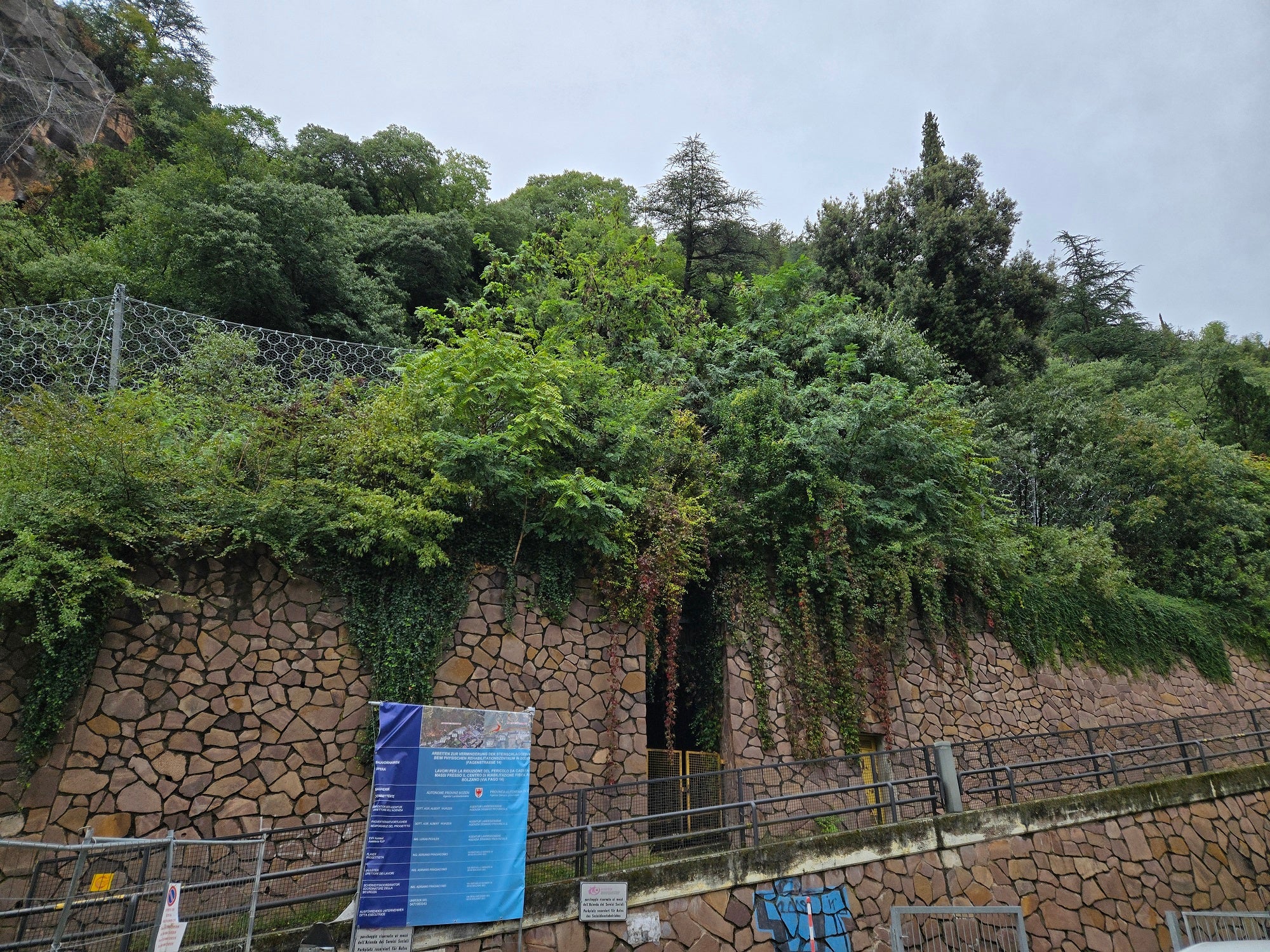 Sono stati completati i lavori eseguiti su incarico dell'Agenzia Demanio provinciale per mettere in sicurezza il pendio sopra il centro di riabilitazione in via Fago a Bolzano. (Foto: USP/Agenzia Demanio provinciale)