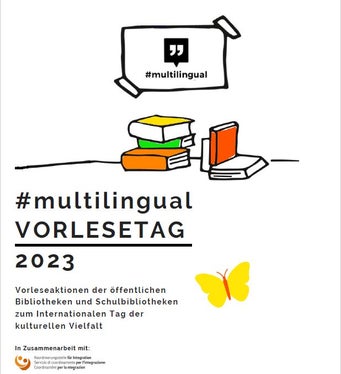 Plakat zum #multilingual-Vorlesetag, der Sprachenvielfalt aufzeigen und Herkunftssprachen würdigen soll 