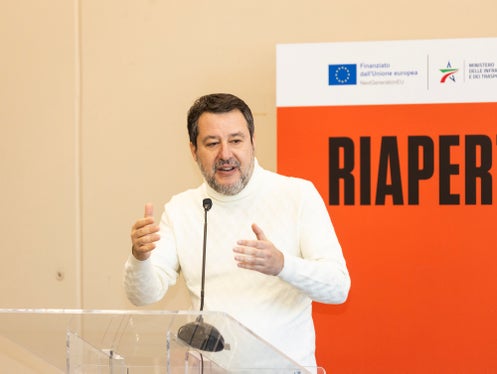 Il ministro Salvini ha parlato della riapertura e delle opere sul territorio anche nell'ottica degli imminenti Giochi Olimpici, che faranno tappa anche ad Anterselva. (Foto: USP/Tiberio Sorvillo)
