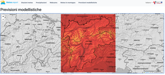 Novità per il bollettino meteorologico dell‘Euregio: una sezione previsioni modellistiche realizzata in collaborazione con MeteoSvizzera (Foto: Euregio)