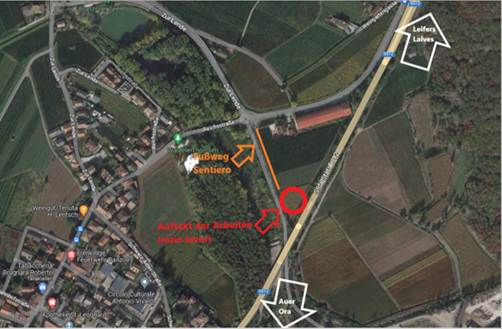 Auftakt der Bauarbeiten für den Tunnel Branzoll am 1. März: Anfahrtsplan (Bild: Landesabtieilung Tiefbau)