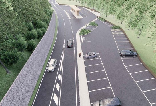  Il parcheggio adiacente sarà ampliato per sfruttare al meglio la nuova stazione degli autobus. (Rendering: BAUCON, Ing. Simon Neulichedl)