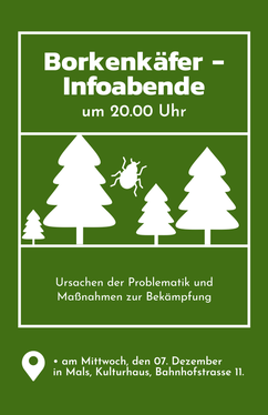 Der nächste Borkenkäfer-Infoabend findet am 7. Dezember um 20 Uhr in Mals statt. (Foto: LPA)