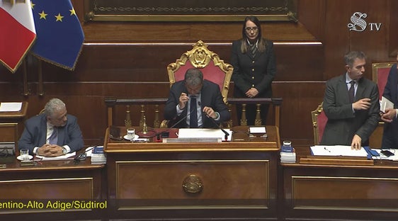 La seduta a Palazzo Madama è stata presieduta dal vicepresidente vicario del Senato, Gian Marco Centinaio. (Foto: USP) 