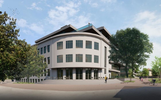 Con la consegna delle chiavi all'impresa CMB è stato ufficializzato l'avvio dei lavori per la realizzazione del Polo bibliotecario nel complesso Ex Pascoli a Bolzano. In seguito alla rimozione degli elementi non strutturali che precede la demolizione, a gennaio si procederà con l'installazione delle recinzioni e la definizione delle aree logistiche, dei percorsi di cantiere e dei campi base. Nell'immagine un rendering del progetto. (Foto: USP/Ripartizione Edilizia e Servizio tecnico)