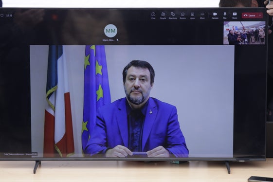 Il Vicepresidente del Consiglio e Ministro dei Trasporti Matteo Salvini, collegato online con Perca (Foto: ASP/Tiberio Sorvillo)