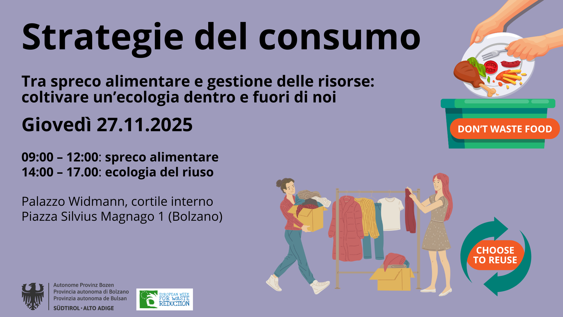 Il 27 novembre a Bolzano si terrà la tavola rotonda organizzata dall'Ufficio Gestione rifiuti si occuperà in due parti dello spreco alimentare e della gestione delle risorse. (Foto: Agenzia provinciale per l'ambiente e la tutela del clima)