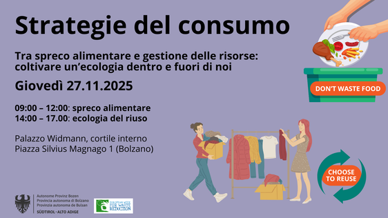 Il 27 novembre a Bolzano si terrà la tavola rotonda organizzata dall'Ufficio Gestione rifiuti si occuperà in due parti dello spreco alimentare e della gestione delle risorse. (Foto: Agenzia provinciale per l'ambiente e la tutela del clima)