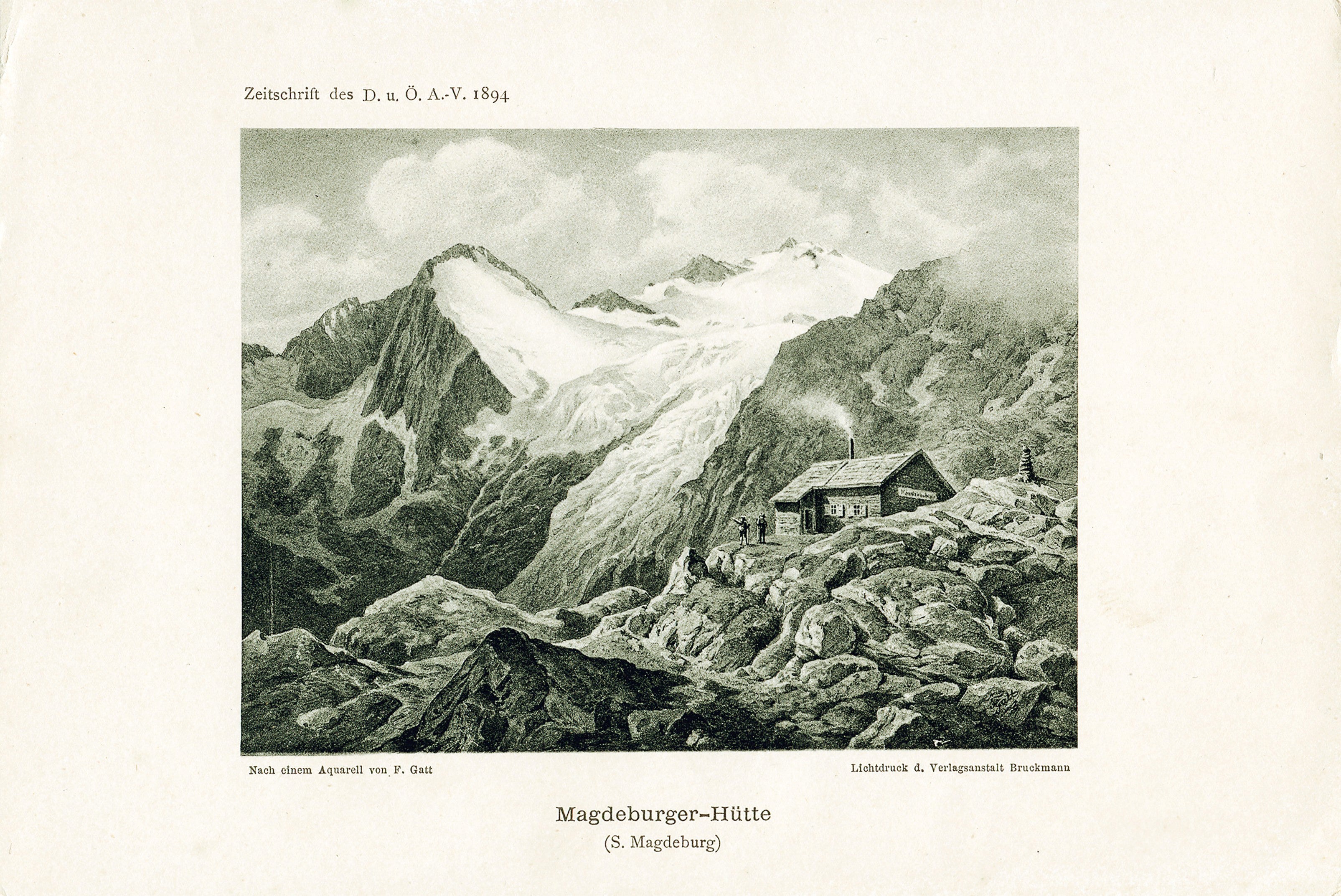 Gli ultimi sviluppi dei ghiacciai vengono osservati su monitor, utilizzando sia webcam fotografiche che satelliti. Il ghiacciaio del Montarso in Val di Fleres, già nel 1894, era visibile in un acquerello di Ferdinand Gatt. (Foto: USP/Archivio Deutscher Alpenverein)