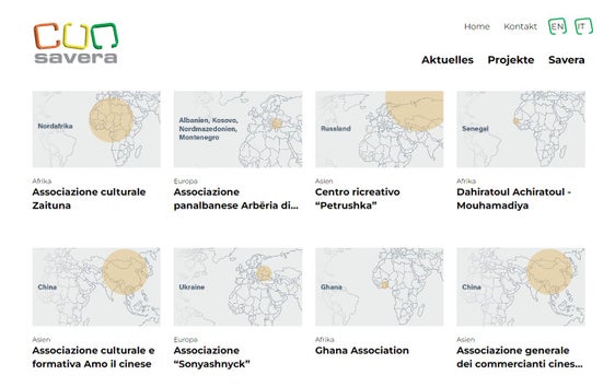 Il sito online della Società cooperativa sociale Savera che mostra la mappatura delle associazioni attraverso la ricerca per voce tra quelle elencate nel sito web (Foto: ASP)