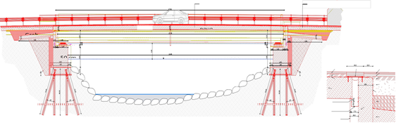 La sezione longitudinale della progettazione del nuovo ponte sul Rio Plima, a Laces. (Foto: USP/Dipartimento Infrastrutture e Mobilità)