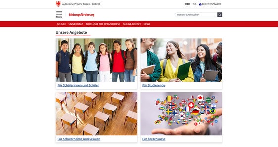 Unter https://bildungsfoerderung.provinz.bz.it finden sich alle wichtigen Informationen zu Fördermaßnahmen des Landes zu den Bereichen Schule, Universität und Sprachaufenthalte. (Foto: LPA)