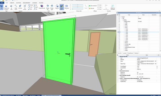 3D-Detail-Ansicht eines Objektes Tür mit all seinen Zusatz-Informationen, die im digitalen Datenmodell verfügbar sind. (Foto: LPA/Abteilung Informatik)

