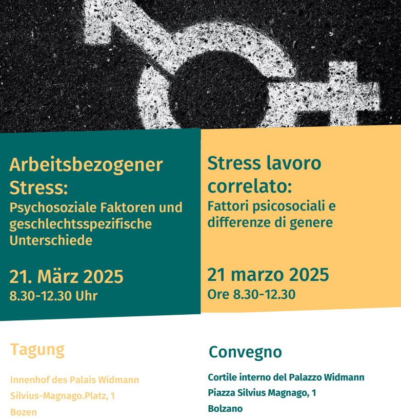 L’Ufficio Personale, formazione e contributi in ambito sanitario della Ripartizione Salute organizza il convegno Stress lavoro correlato: fattori psicosociali e differenze di genere. (Foto: USP)
