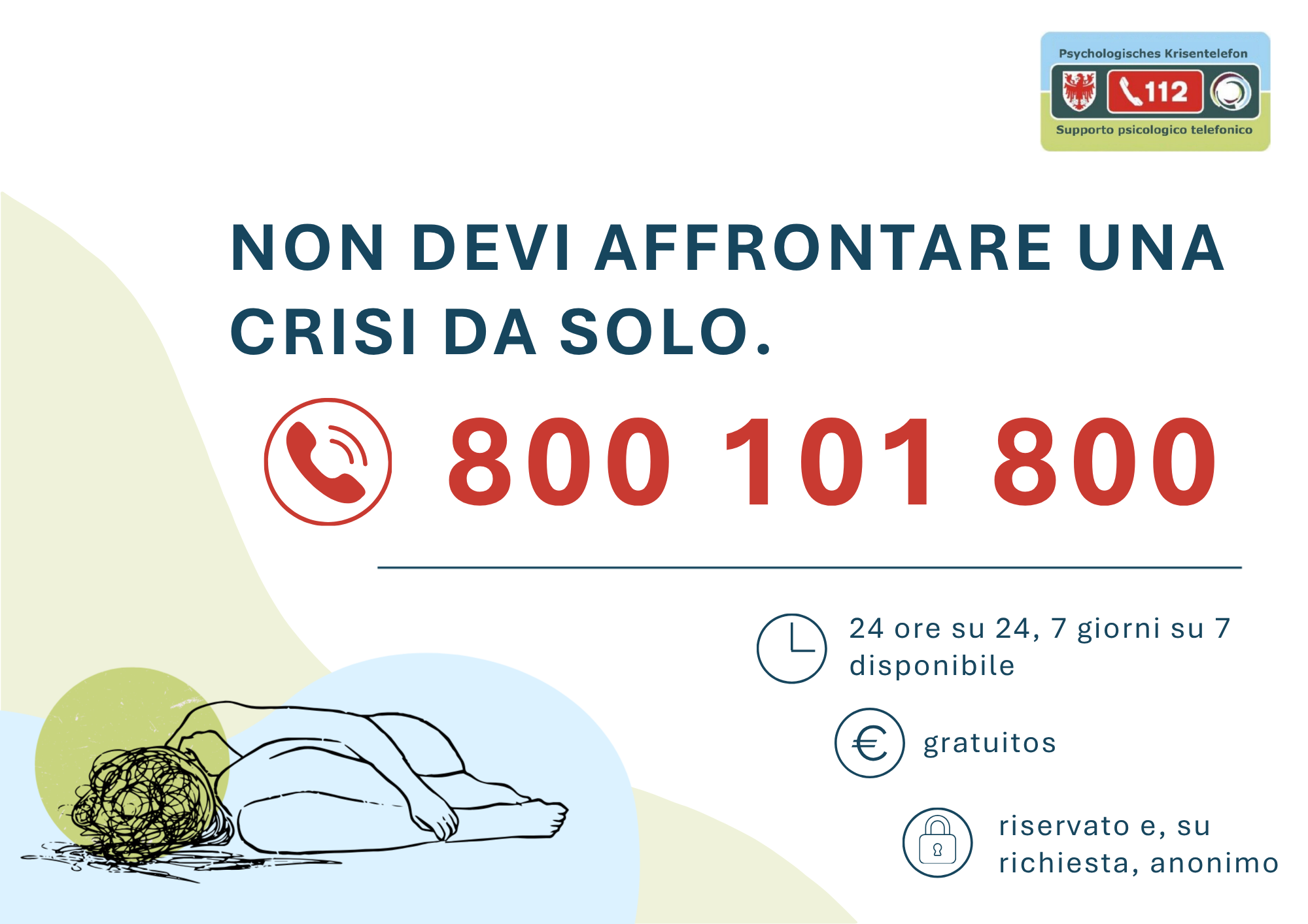 Il servizio di Supporto psicologico telefonico è attivo 24 ore su 24, 7 giorni su 7. Possono rivolgersi al servizio sia le persone che si trovano in una situazione di crisi psicologica o esistenziale, sia i familiari, sia i centri specializzati, sia le forze dell’ordine. (Grafica: USP)