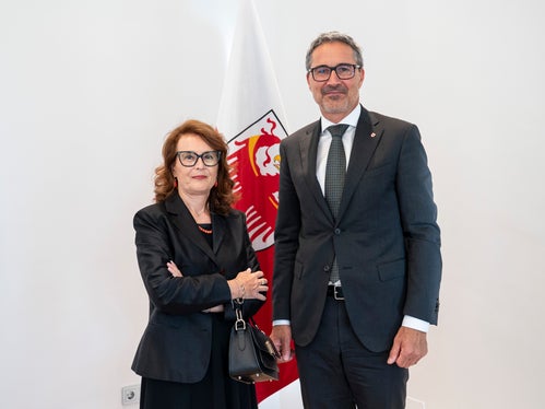 Il nuovo procuratore regionale della Corte dei conti per il Trentino-Alto Adge/Südtirol, sede di Bolzano, la presidente Adelisa Corsetti, in occasione del suo insediamento, ha fatto visita al presidente Arno Kompatscher. (Foto: USP/Fabio Brucculeri)