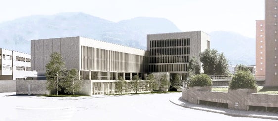 So soll der neue gemeinsame Sitz der italienischen Berufsschulen "G. Marconi" und "E. Lèvinas" in Meran aussehen. (Foto: LPA) 