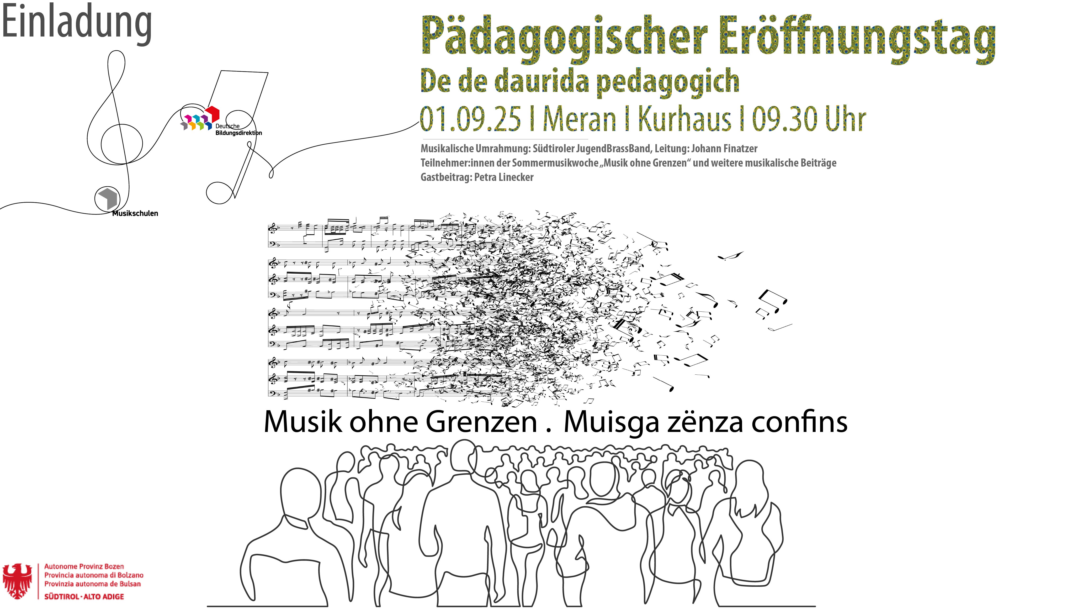 Dirigenti e insegnanti delle scuole di musica tedesche e ladine inizieranno il nuovo anno scolastico musicale lunedì 1° settembre con la giornata di inaugurazione pedagogica al Kurhaus di Merano. (Foto: USP)
