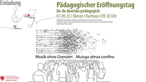Dirigenti e insegnanti delle scuole di musica tedesche e ladine inizieranno il nuovo anno scolastico musicale lunedì 1° settembre con la giornata di inaugurazione pedagogica al Kurhaus di Merano. (Foto: USP)