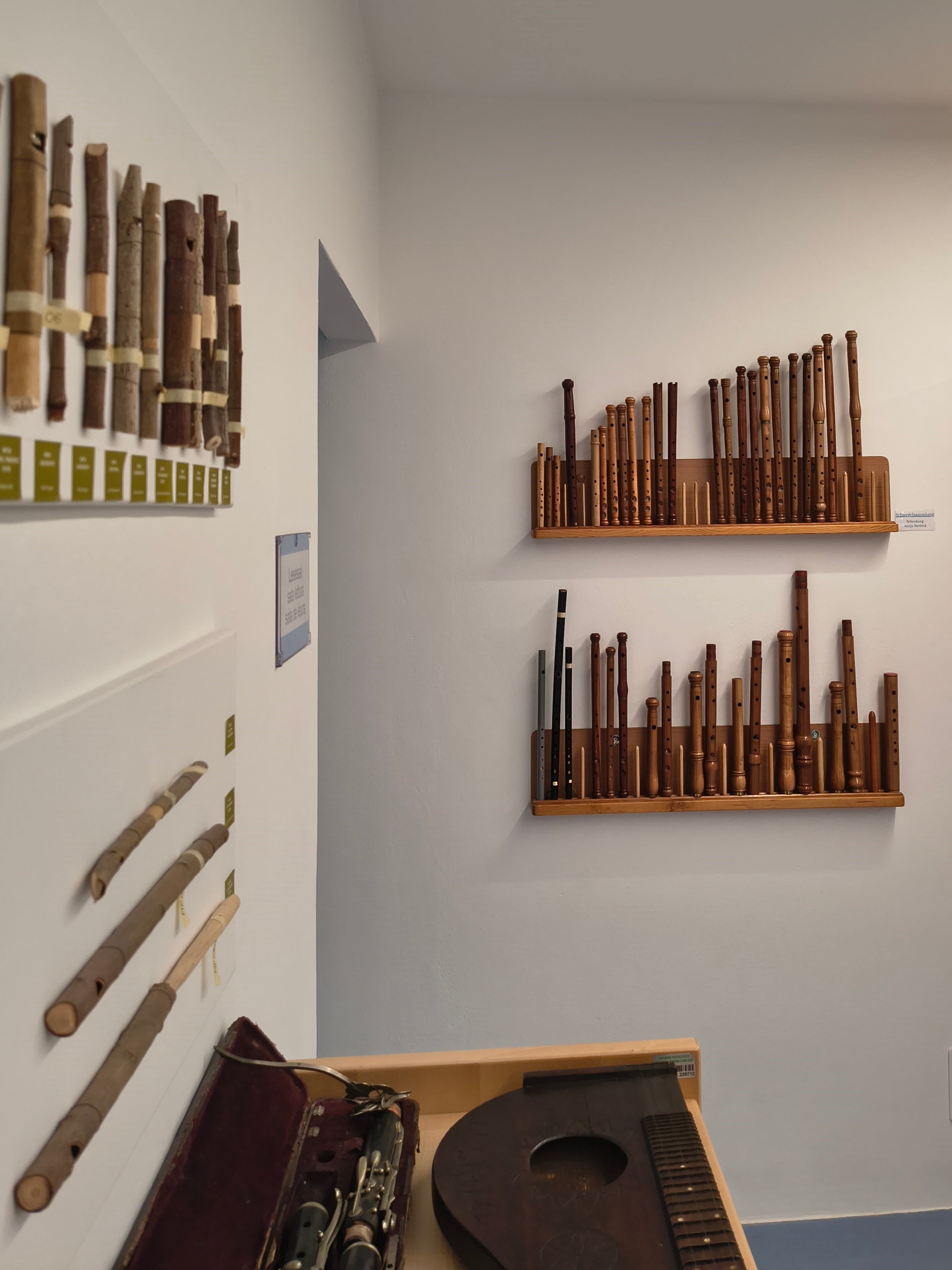 La collezione di Schwegel (flauti) di Annja Bartlmä comprende 35 strumenti con diverse accordature, dallo Schwegel in sol grave allo Schwegel in do acuto. (Foto: USP/Sezione musica popolare della Direzione provinciale Scuola di musica tedesca e ladina)