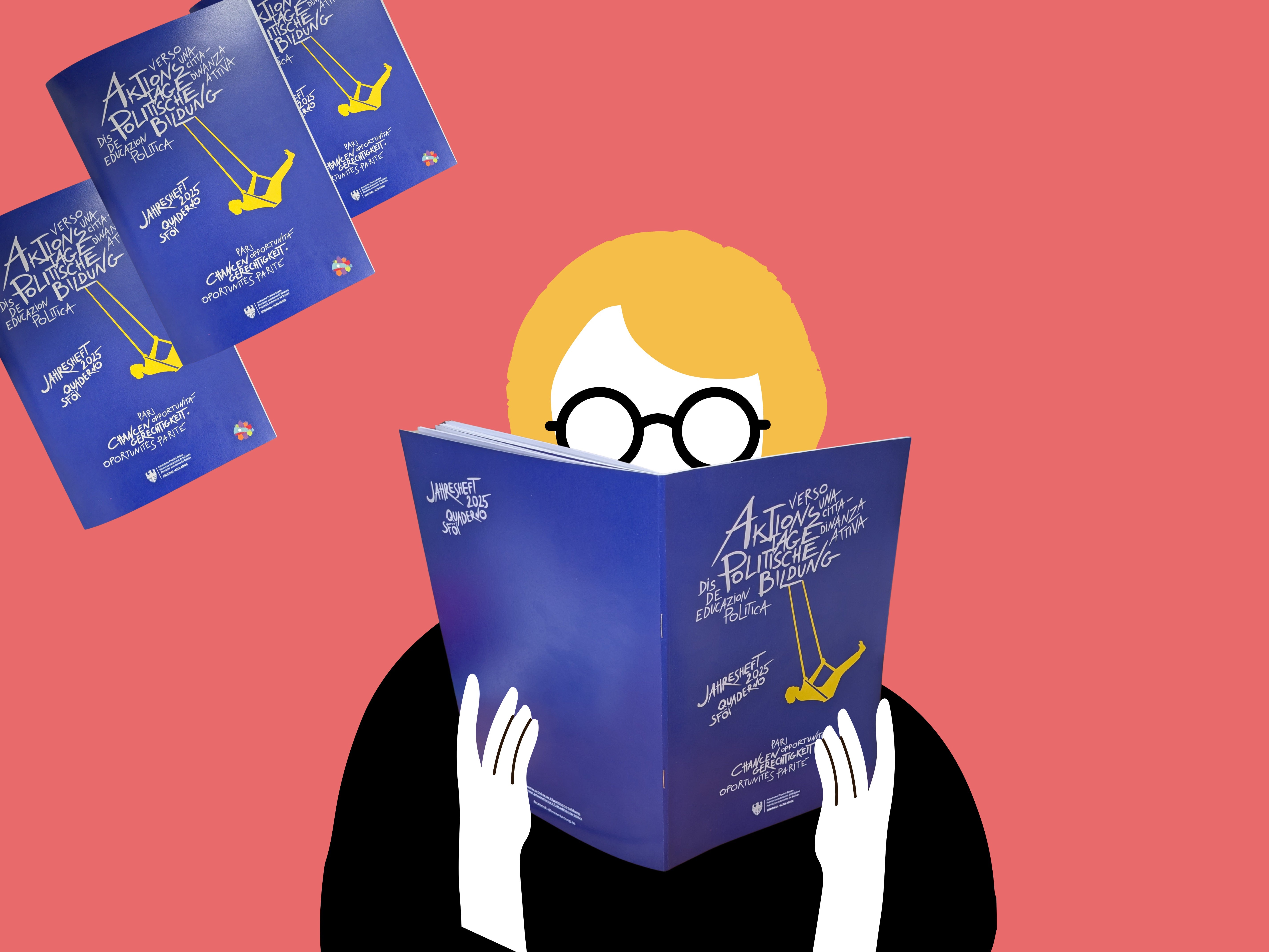 Das Jahresheft der Aktionstage kann im Landesportal im Bereich Politische Bildung heruntergeladen oder kostenlos bestellt werden. (Grafik: Amt für Weiterbildung und Sprachen)